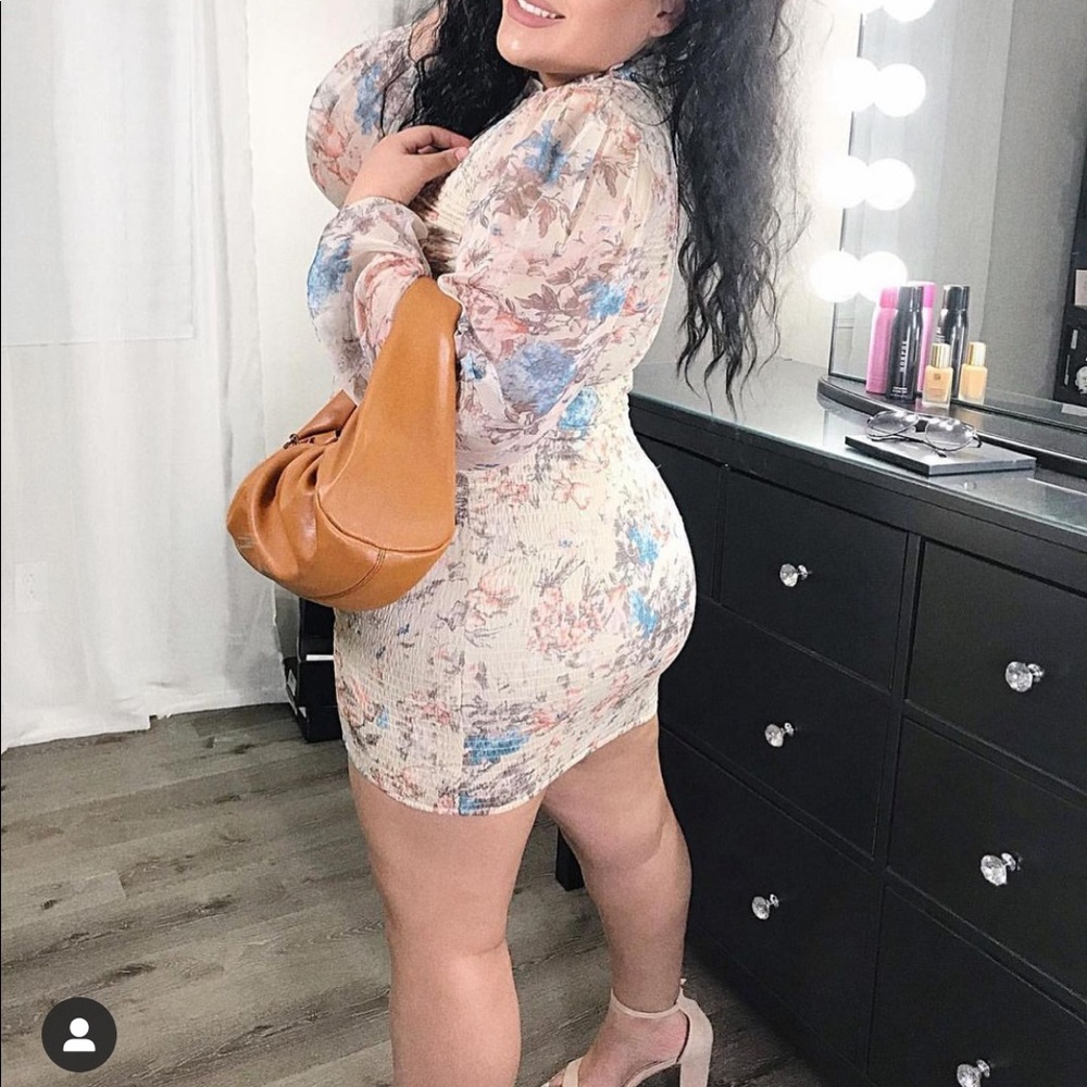 Miss Lola beige floral dress